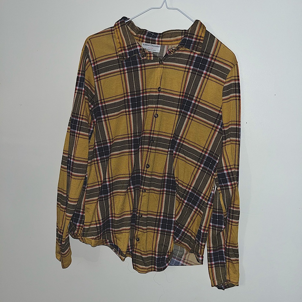 Women’s Bobby Brooks Yellow Plaid Button Up Size XL